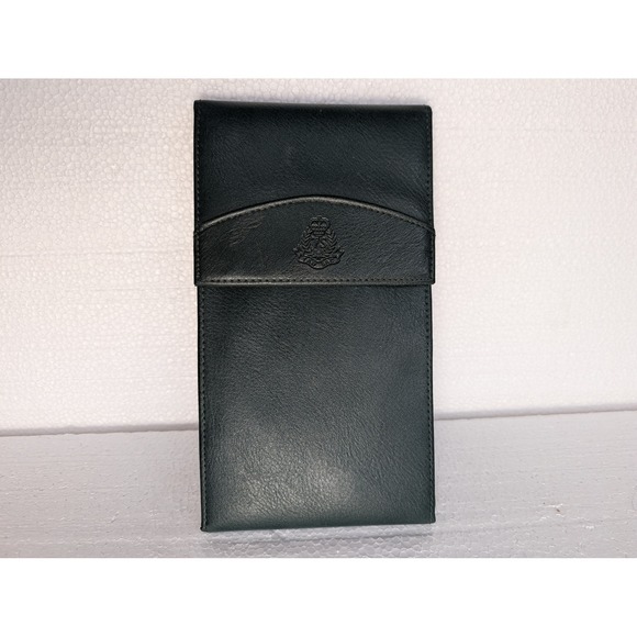 Tandem Bags Handbags - Vintage Tandem Bags Dark Green Leather Wallet Clutch Crest Embossed 05G